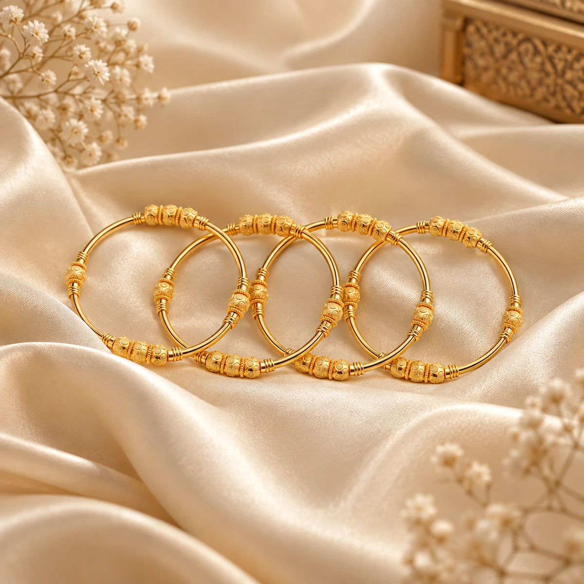 Gold Tone Traditional Designer Bangle Set for Women - Set of 4