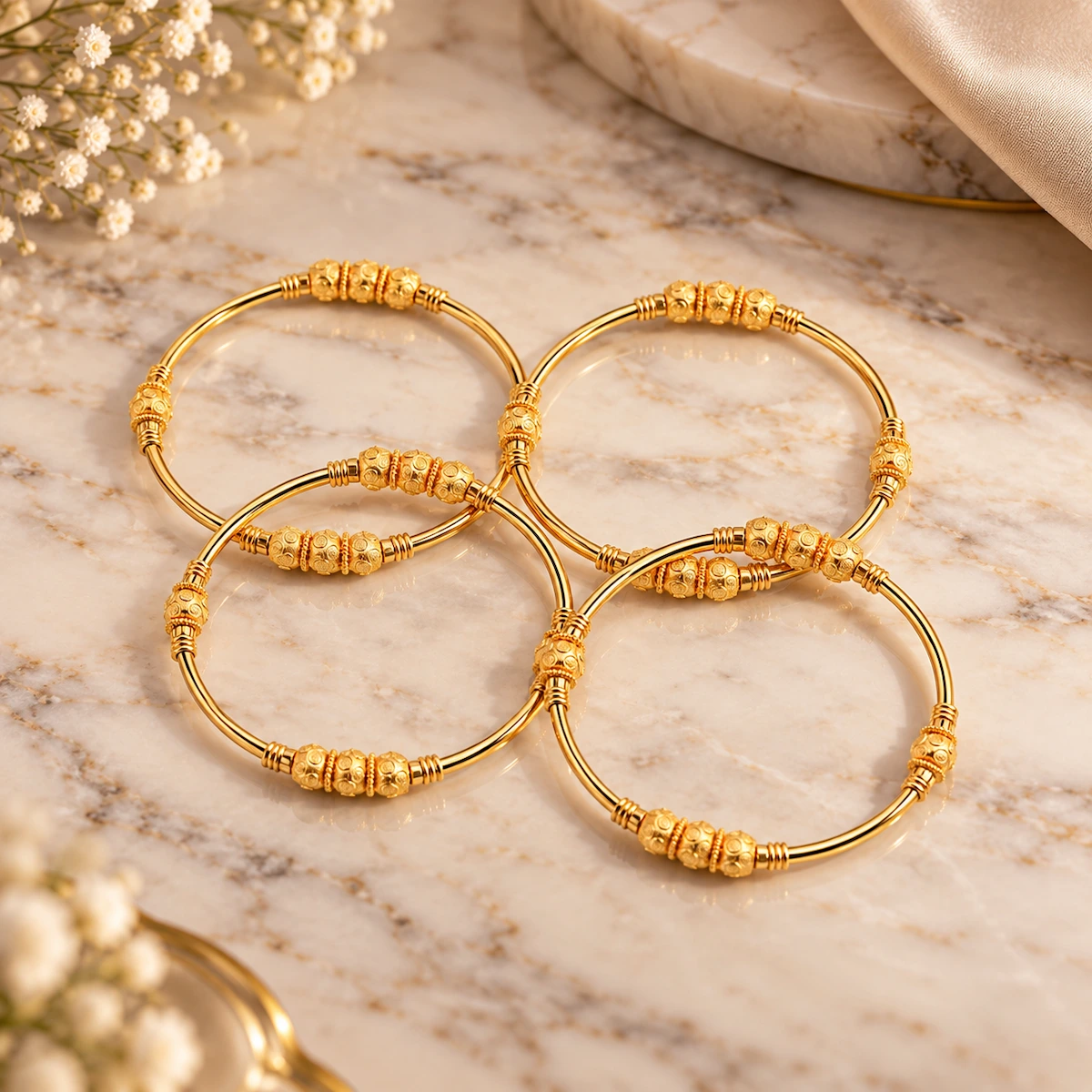 Gold Tone Traditional Designer Bangle Set for Women - Set of 4