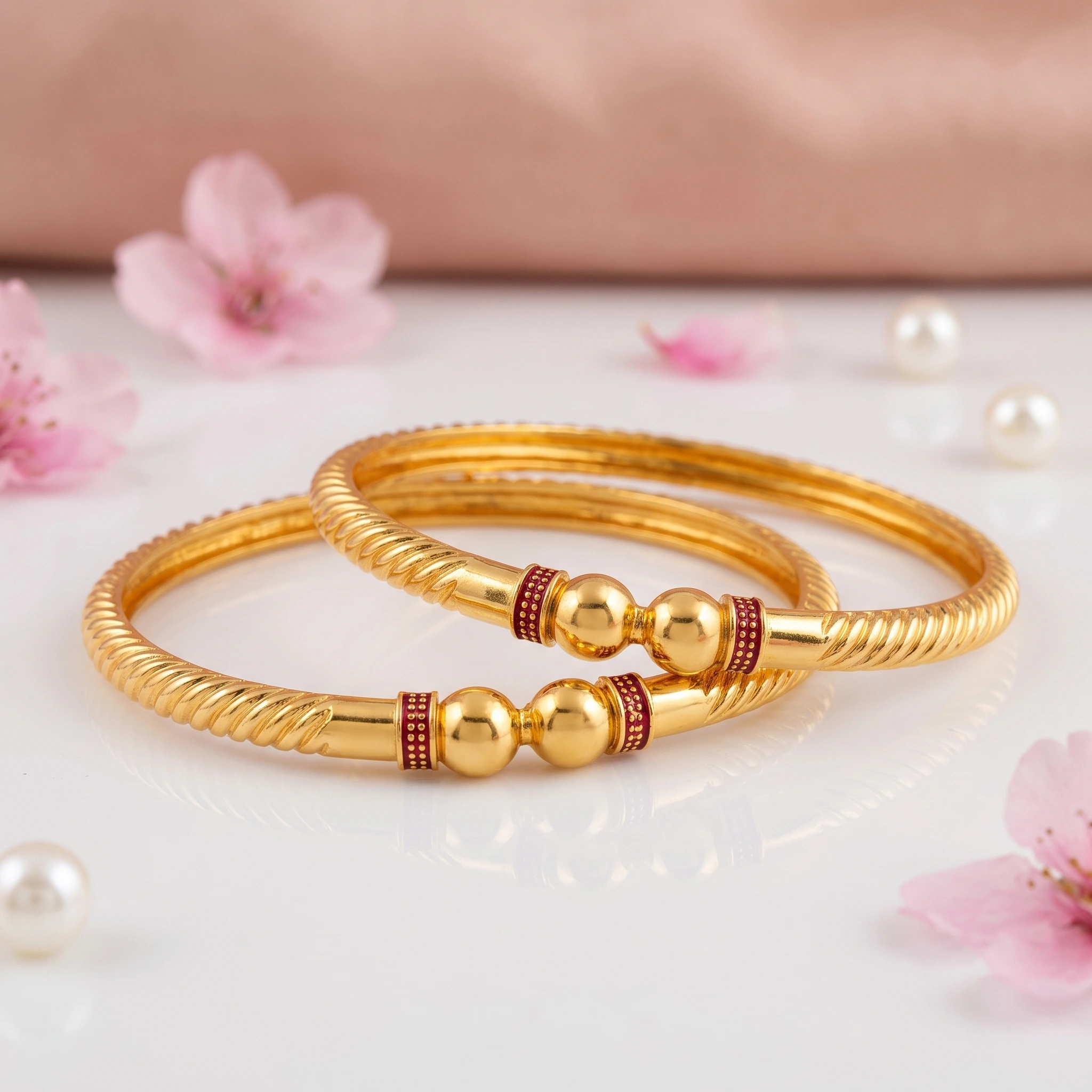 Radiant Gold-Plated Designer Metal Bangles Set